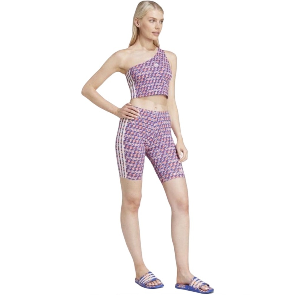 Adidas x FARM Rio Oasis Night Bike Shorts NWT | Women’s M | 9” Inseam - Picture 6 of 16